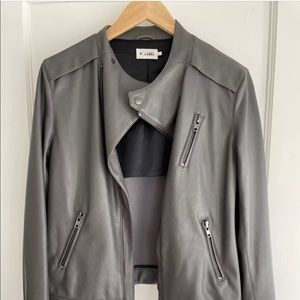 The Reset | Grey Vegan leather moto jacket | Size L